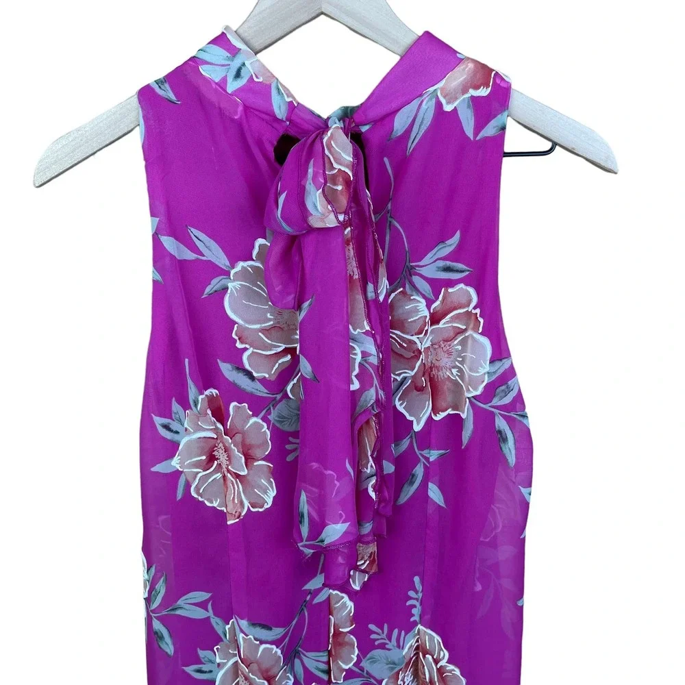 Robbie Bee Signature Pink Floral Halter Dress Size‎ 6 Flowy Lightweight